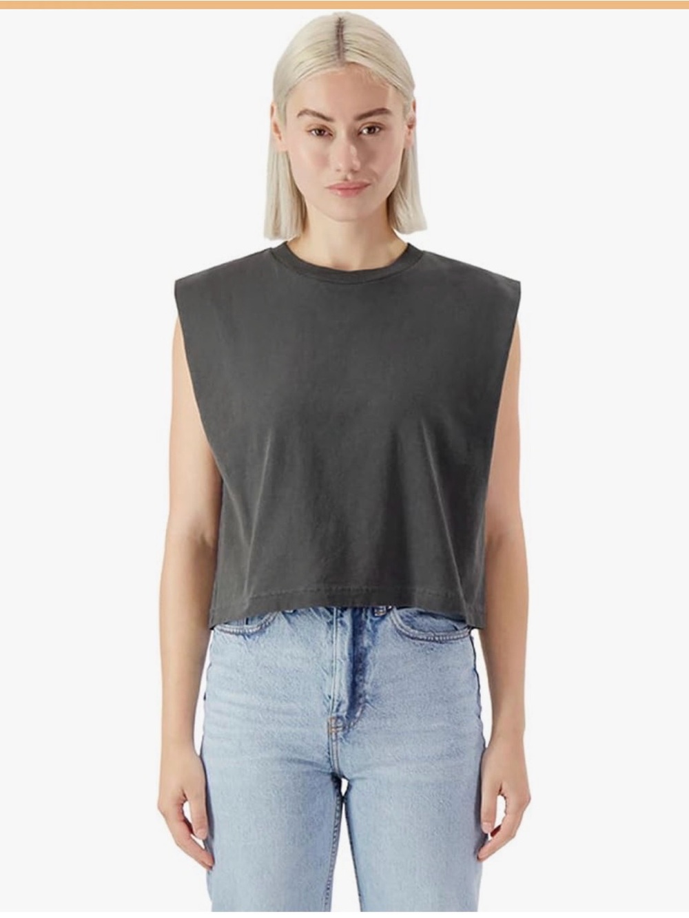 American Apparel 2 pack (charcoal and cream) Padded-Shoulder Crop Tanks